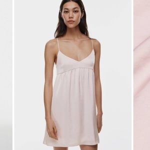 Aritzia Wilfred lover satin mini dress in light pink